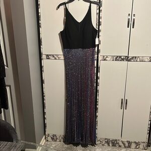 Betsy & Adam Black and Sparkling Multicolor Maxi Dress